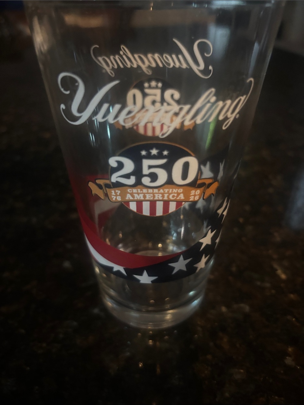 Yuengling Beer 250th Anniversary Patriotic Pint Glass - Red, White & Blue